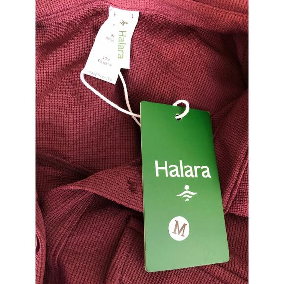 Halara Cargo Jumpsuit Waffle Knit Long Sleeve Flare Leg Evening Red NWT Medium - Picture 5 of 7